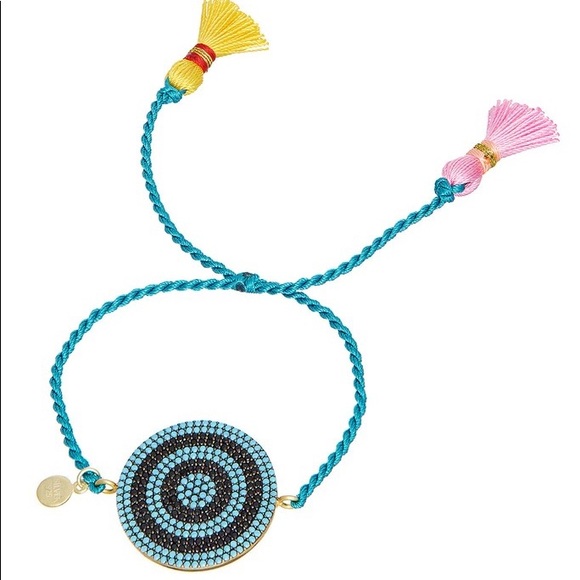 Sterling Micro Pave Stone Cotton Silk Tassel Tie Bracelet - Picture 2 of 3